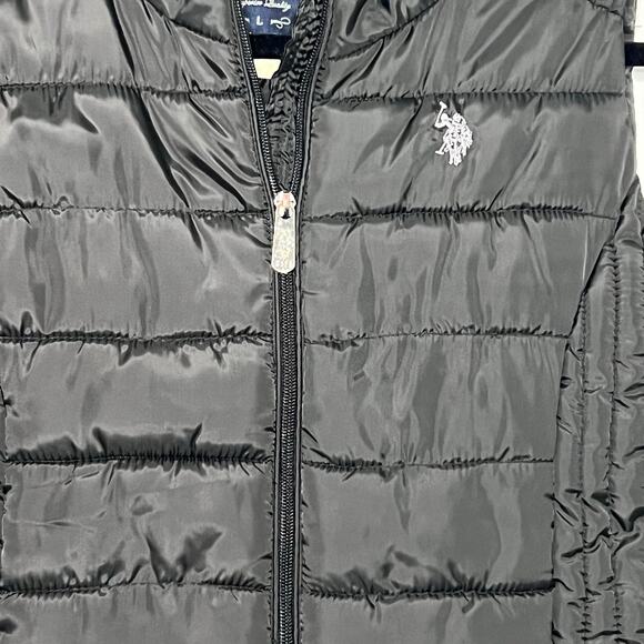 US Polo Assn Black Puffer Vest Full Zip‎ Size Large - Picture 3 of 9